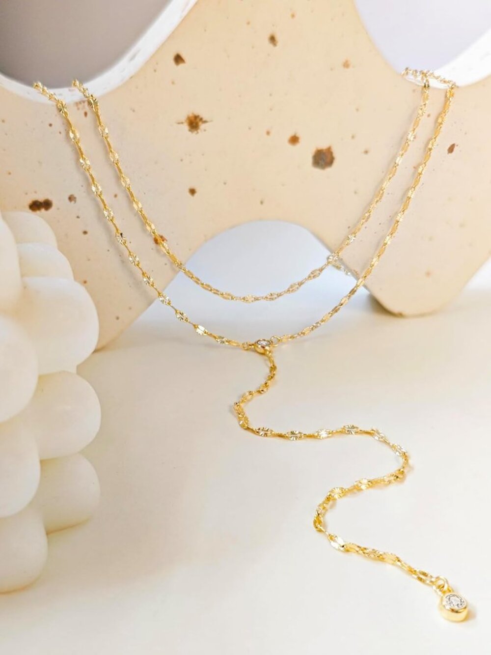 Lariat Gold Necklace for Women, Dainty Long Necklace 14k Gold/Silver Plated Laye - Picture 5 of 7